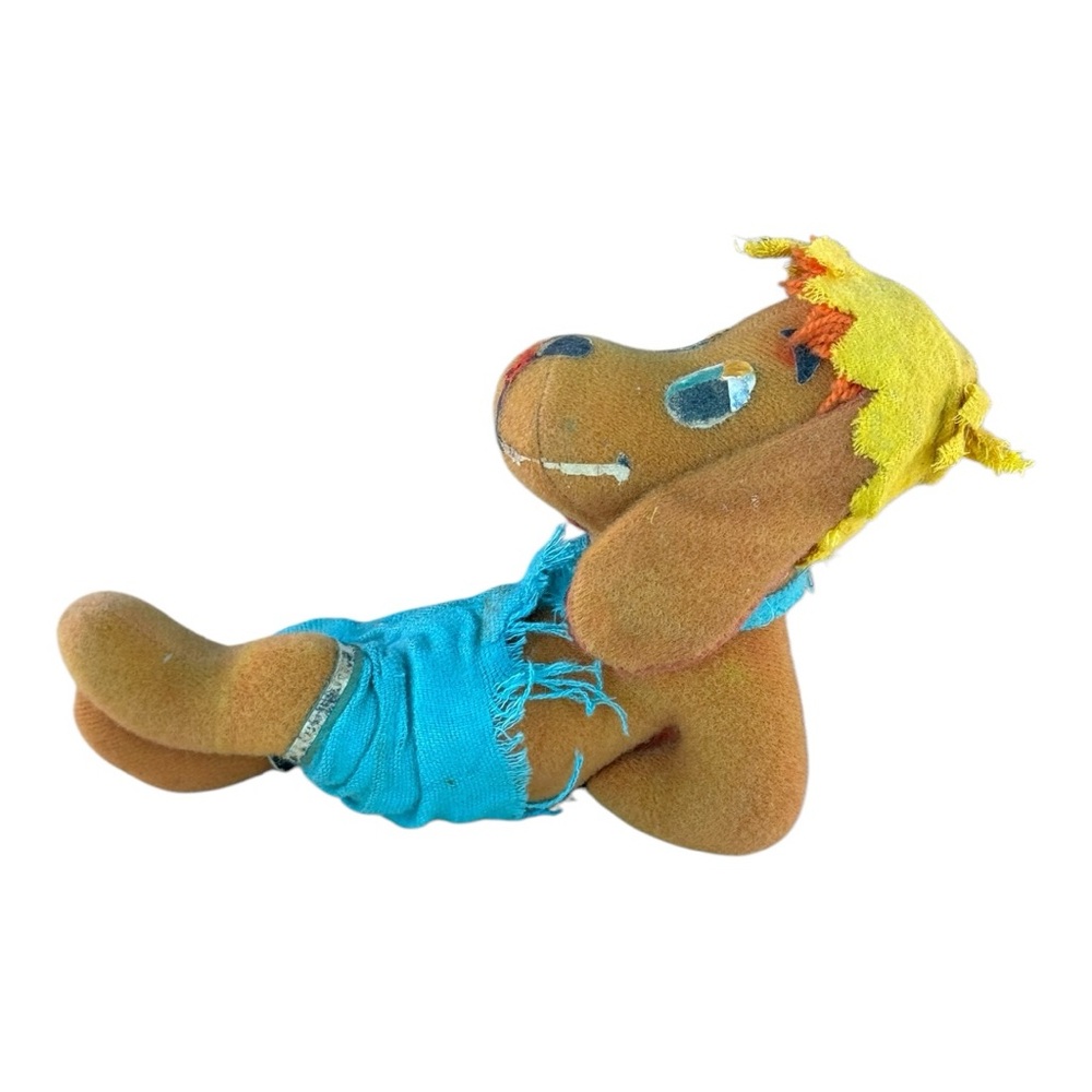 Fun Farm Plush 7" Funnybones Dog Stuffed Toy  Relaxed Dog in Bib Overalls